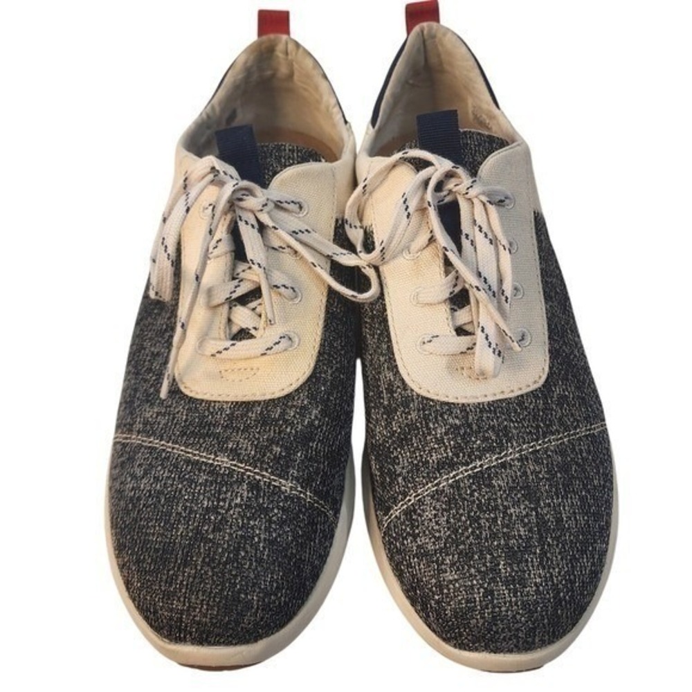 TOMS Navy and Cream Lace-Up Sneakers